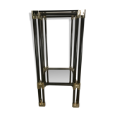 Metal square sellette and 2-storey smoked glass