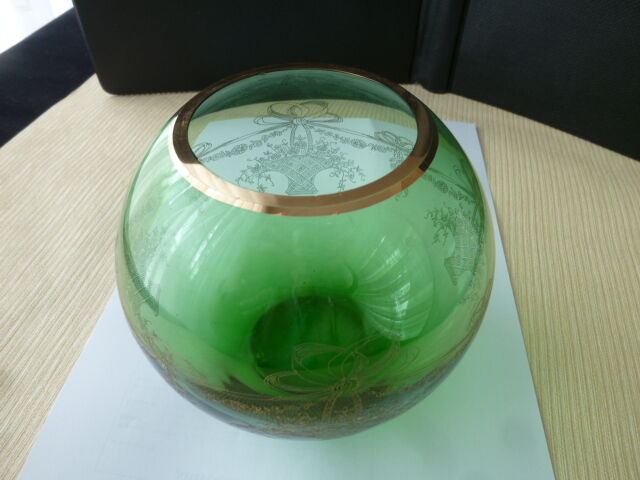 Vase ball Floral decoration engraved Gilding with fine gold