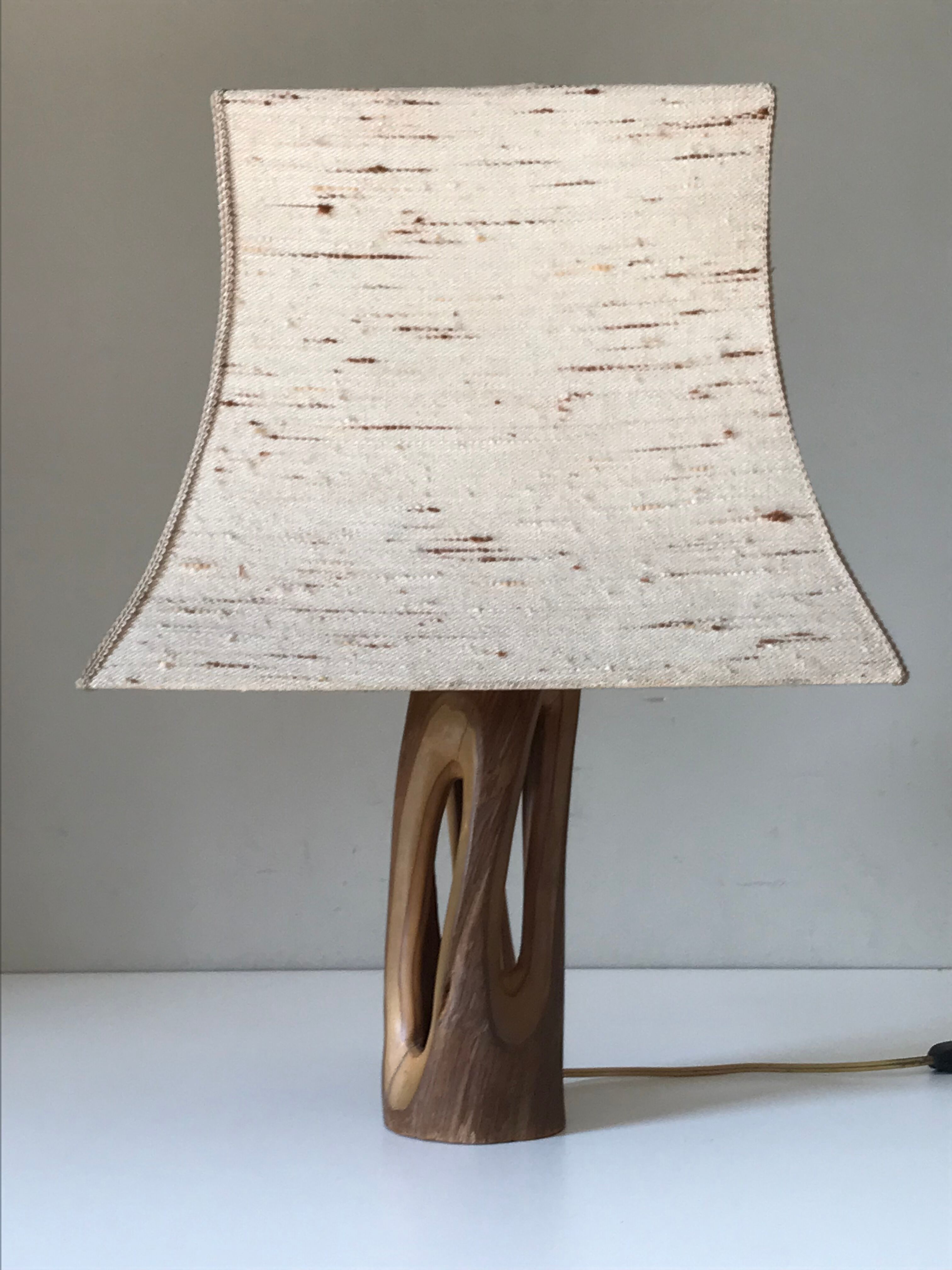 Vintage openwork wood lamp annees 60
