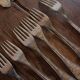A set of 6 forks + 6 spoons silver metal foliage