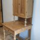 Former campaign secretary's desk in solid pine with a high cupboard.