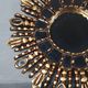 Vintage 35 cm gilded carved wood sun mirror with wooden slats D326