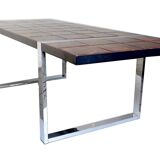 Large Chrome Ceramic Side Table