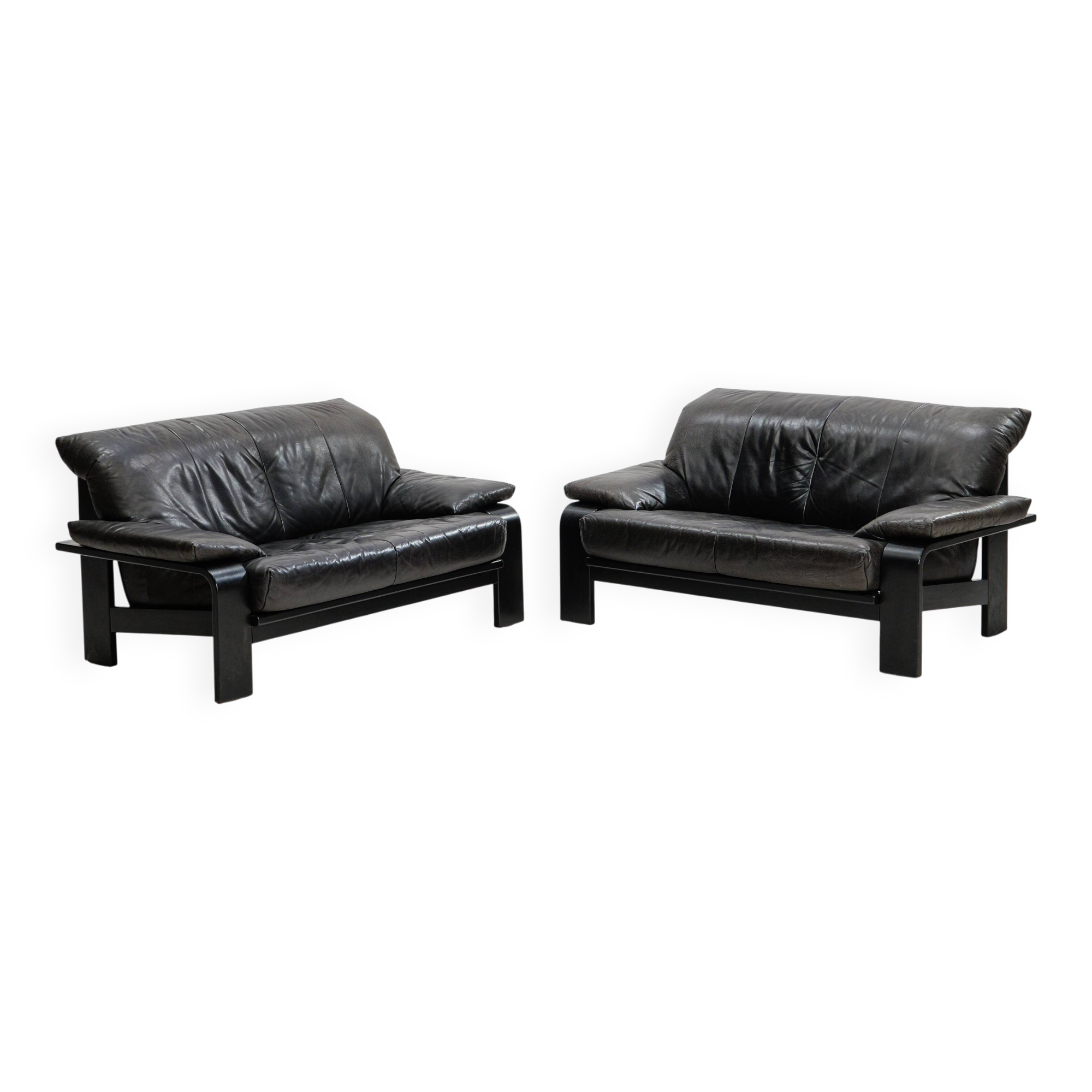 Postmodern German brutalist lounge sofa by Rolf Benz for Musterring, 1990s, set of 2