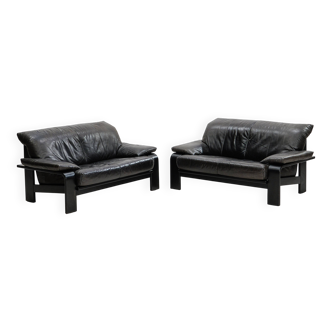 Postmodern German brutalist lounge sofa by Rolf Benz for Musterring, 1990s, set of 2