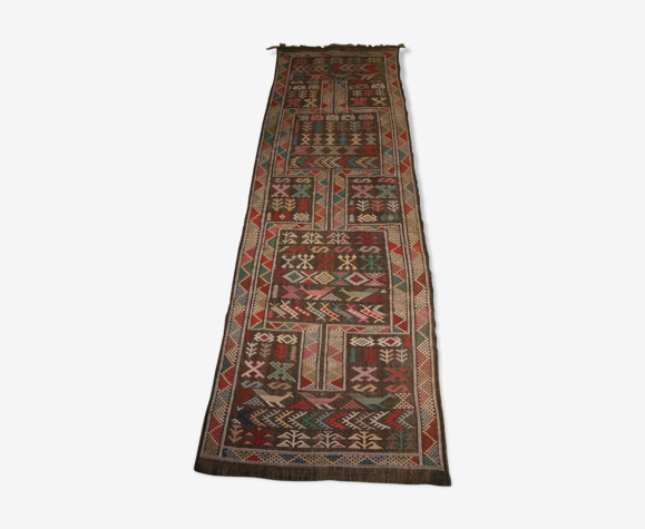 Tapis type carpette kilim étroit et long 62x200cm | Selency