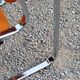 Pair of designer armchairs in orange fabrics and chrome tubes from the 70s