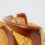 Set of 6 vintage dining chairs in Art Deco geometric jacquard.