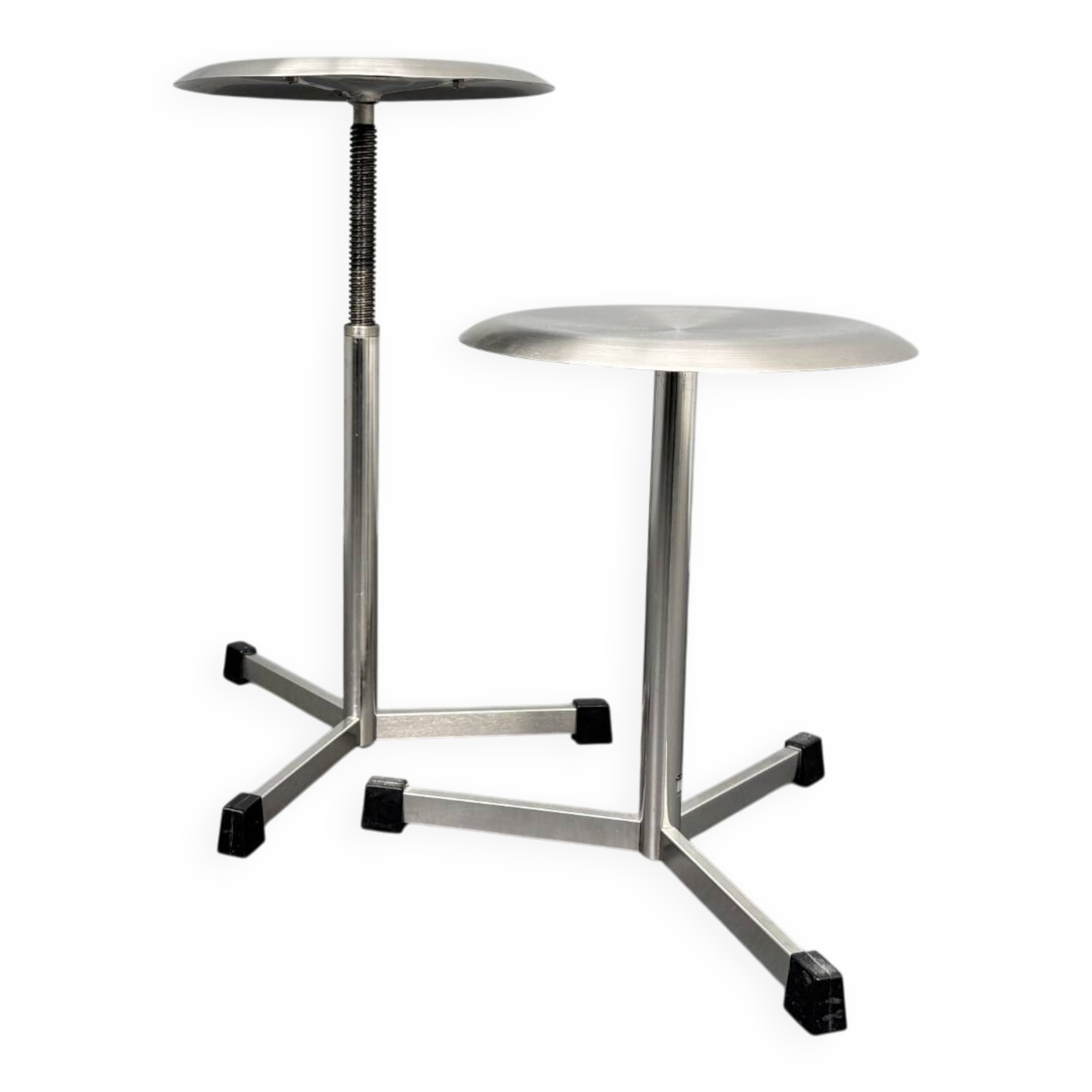 Pair of swivel stools / doctor's stools, metal, by Maquet, Germany, 1960s