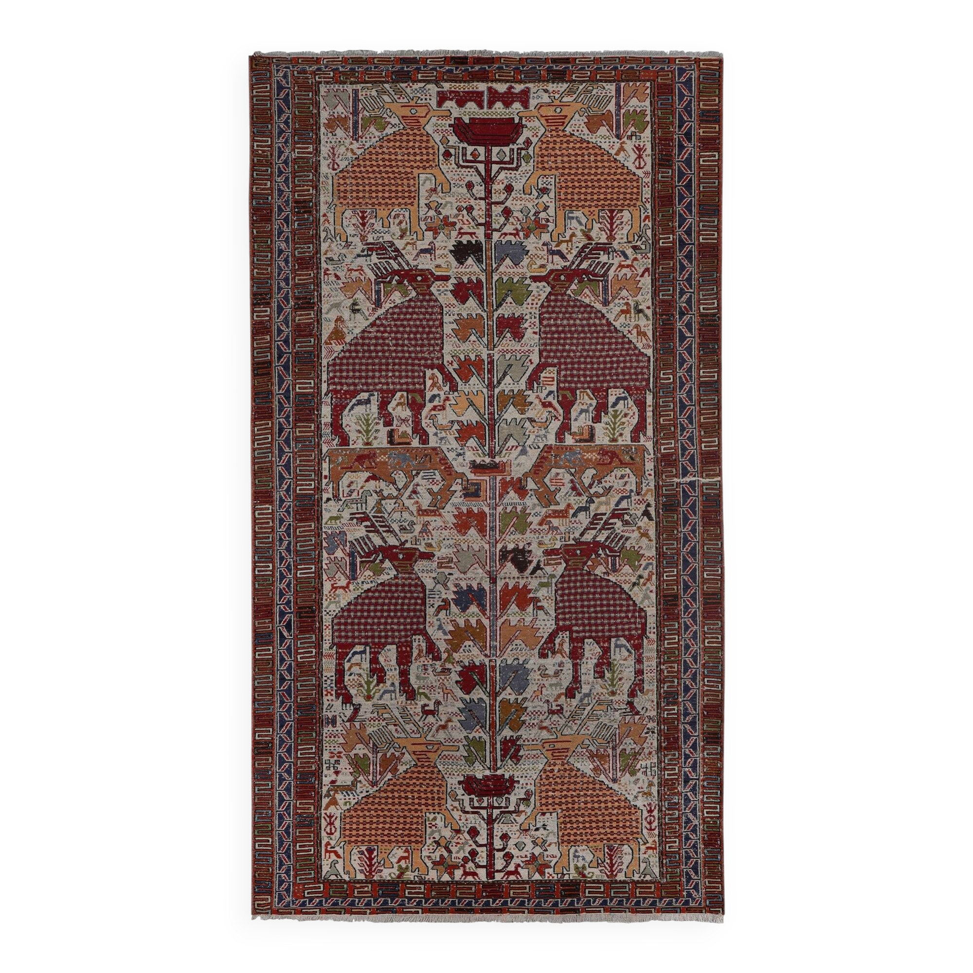 Vintage Turkish kilim, handwoven, 114x217 cm.