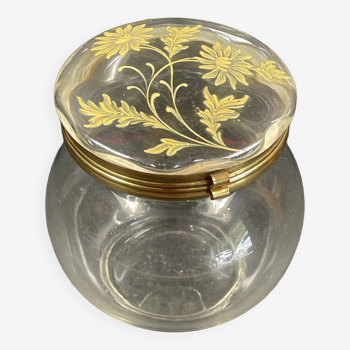Candy jar domed lid enamelled with flowers