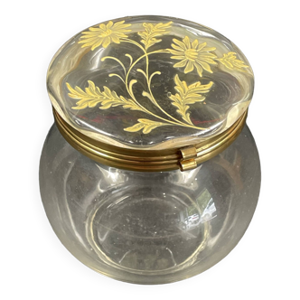 Candy jar domed lid enamelled with flowers