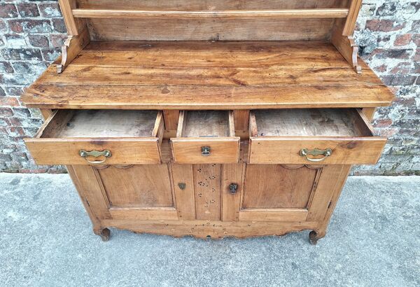 Buffet vaisselier ancien, meuble de ferme bois massif