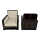 Set of Art Deco Italian Macassar and Walnut Root Armchairs, 1930s