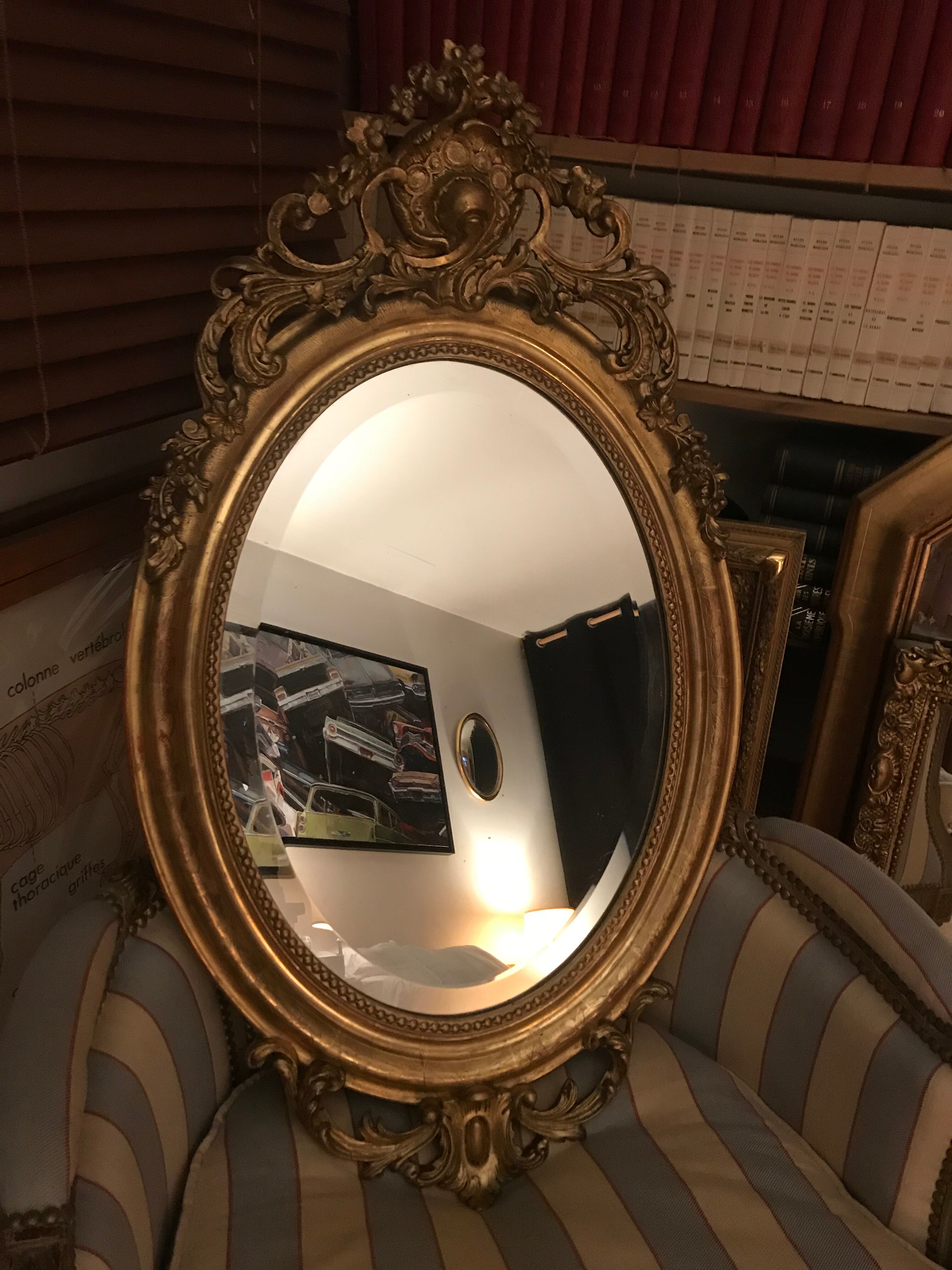 Mirror oval gold leaf Louis XVI 52x90cm