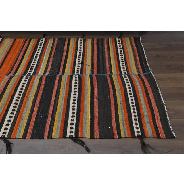 Vintage Turkish Oushak Handmade Wool Cotton Orange Area Rug 147x229