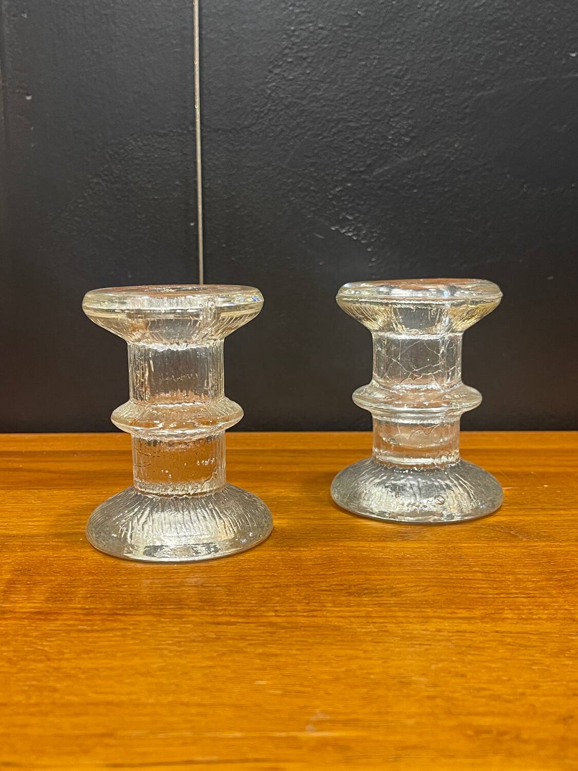 Pair of Festivo crystal candle holders by Timo Sarpaneva 1960