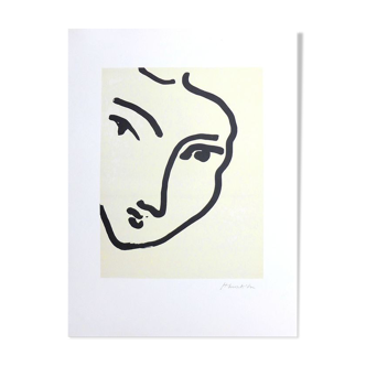 Lithographie sur papier fort Matisse d'après Nadia regardant à droite 1994