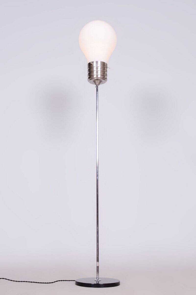 Mid-Century Modern Floor Lamp in Beech and Chrome, 1970s