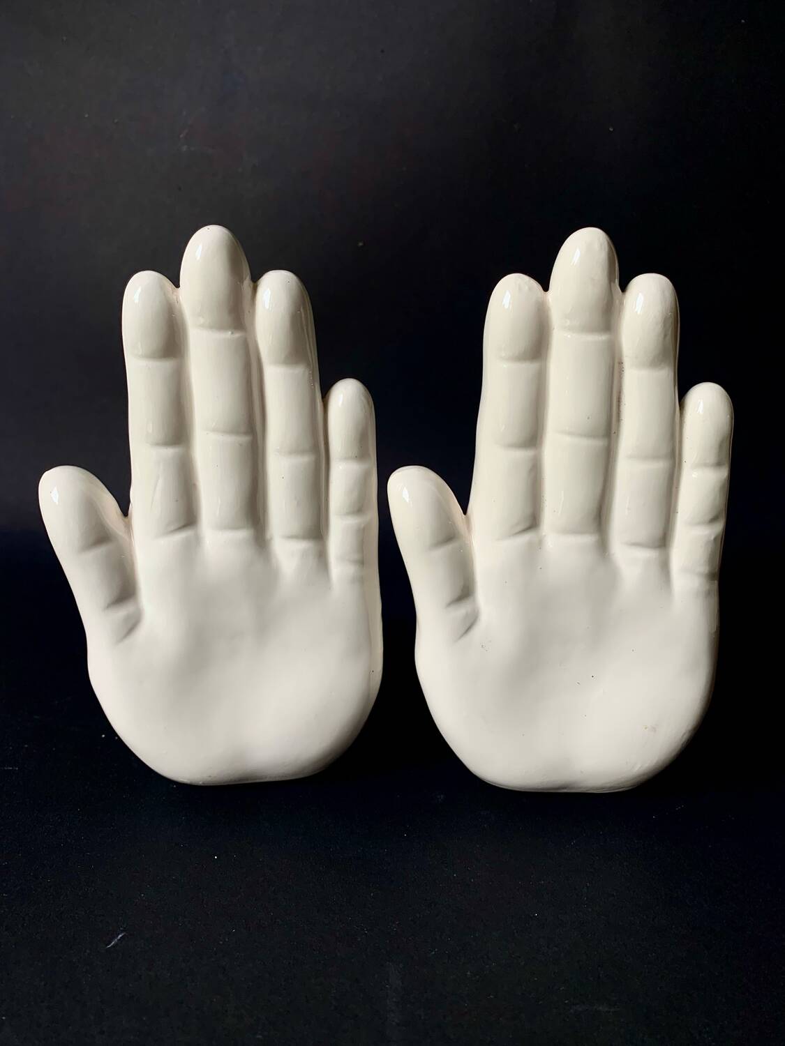 Vintage white ceramic hand bookends