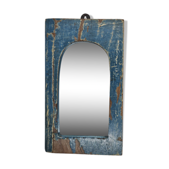 Petit miroir en arabesque en teck polychrome / 1 accroche au dos pour fixation murale
