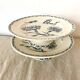Antique dishes on foot in Luneville carnation porcelain