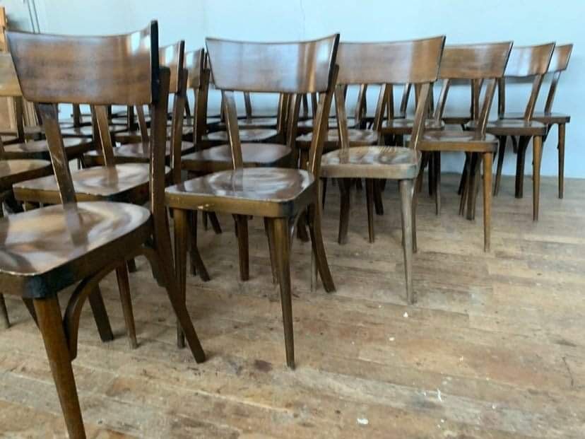 8 old wooden bistro chairs