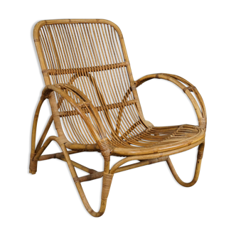 Fauteuil en rotin par Rohé Noordwolde 1950