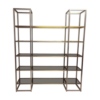 Square tubular shelf and smoky windows - Design 1970s