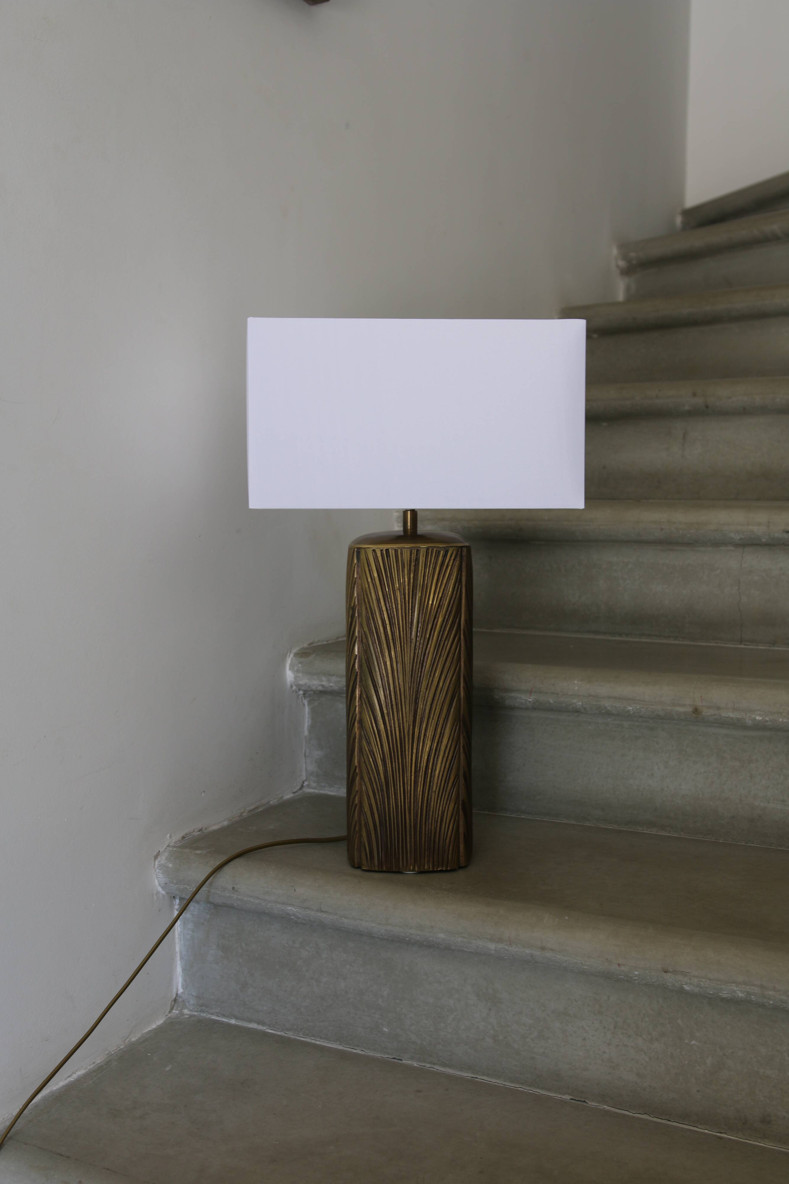 Brass and bronze lamp, Luciano Frigerio, Italy, 1970s