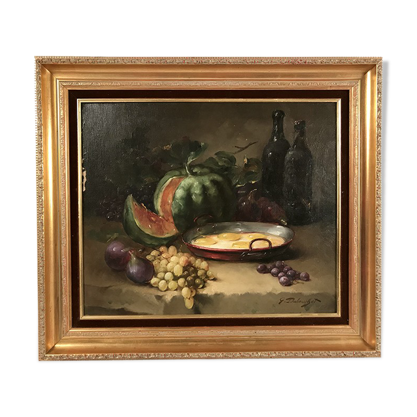 Oil on canvas, still life by Dubouchet