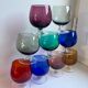 Set of 9 glasses with colored feet in blown glass 50s