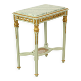 Console d'appoint ancienne en marbre vert doré d'époque Louis XVI