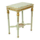 Console d'appoint ancienne en marbre vert doré d'époque Louis XVI