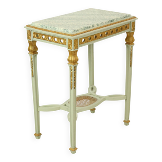 Antique Gilded Side Table Console Green Marble Louis XVI