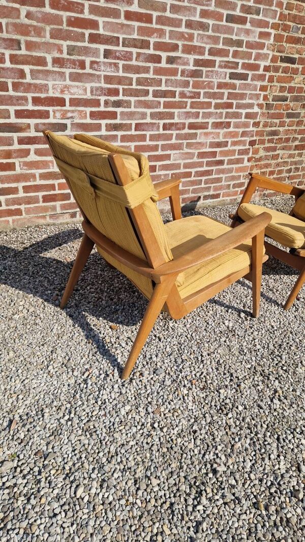 Paire de chauffeuses design Free Span années 60's