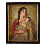 Tableau espagnol signé Maternité XXe siècle