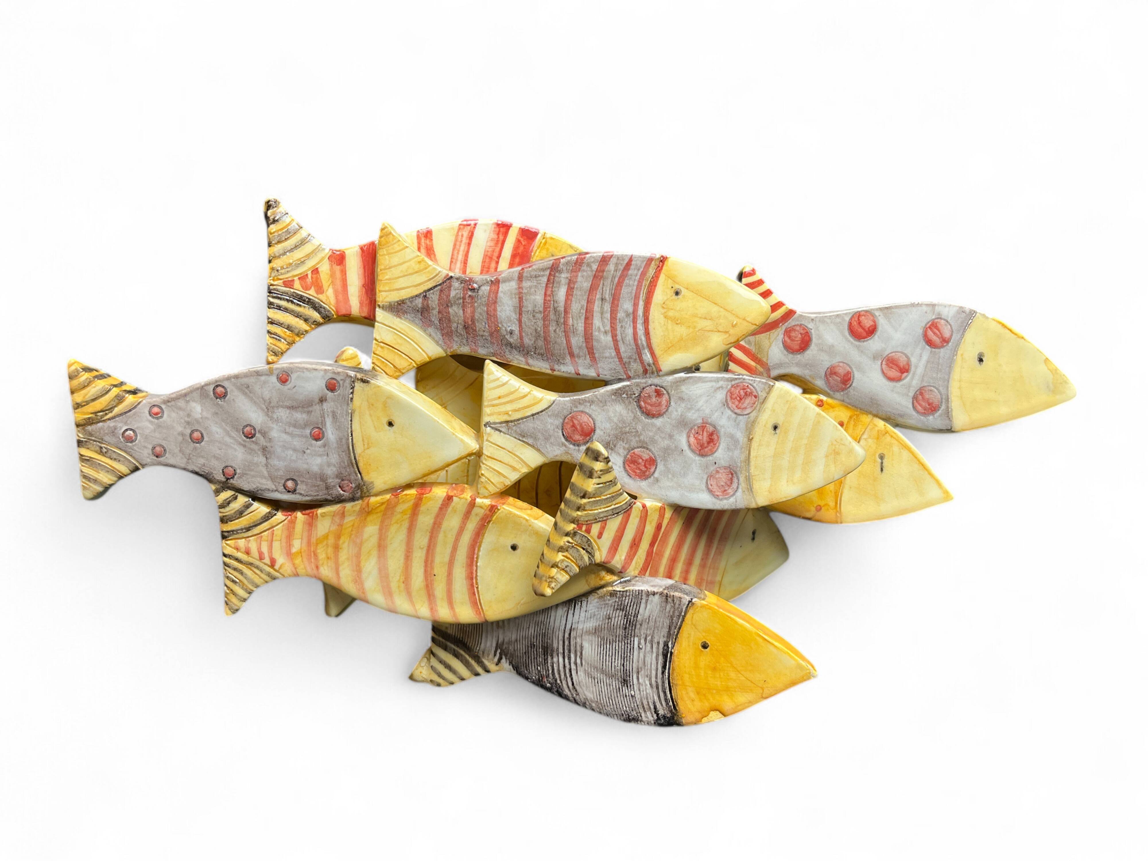 Decorative ceramic fish set circa 1980