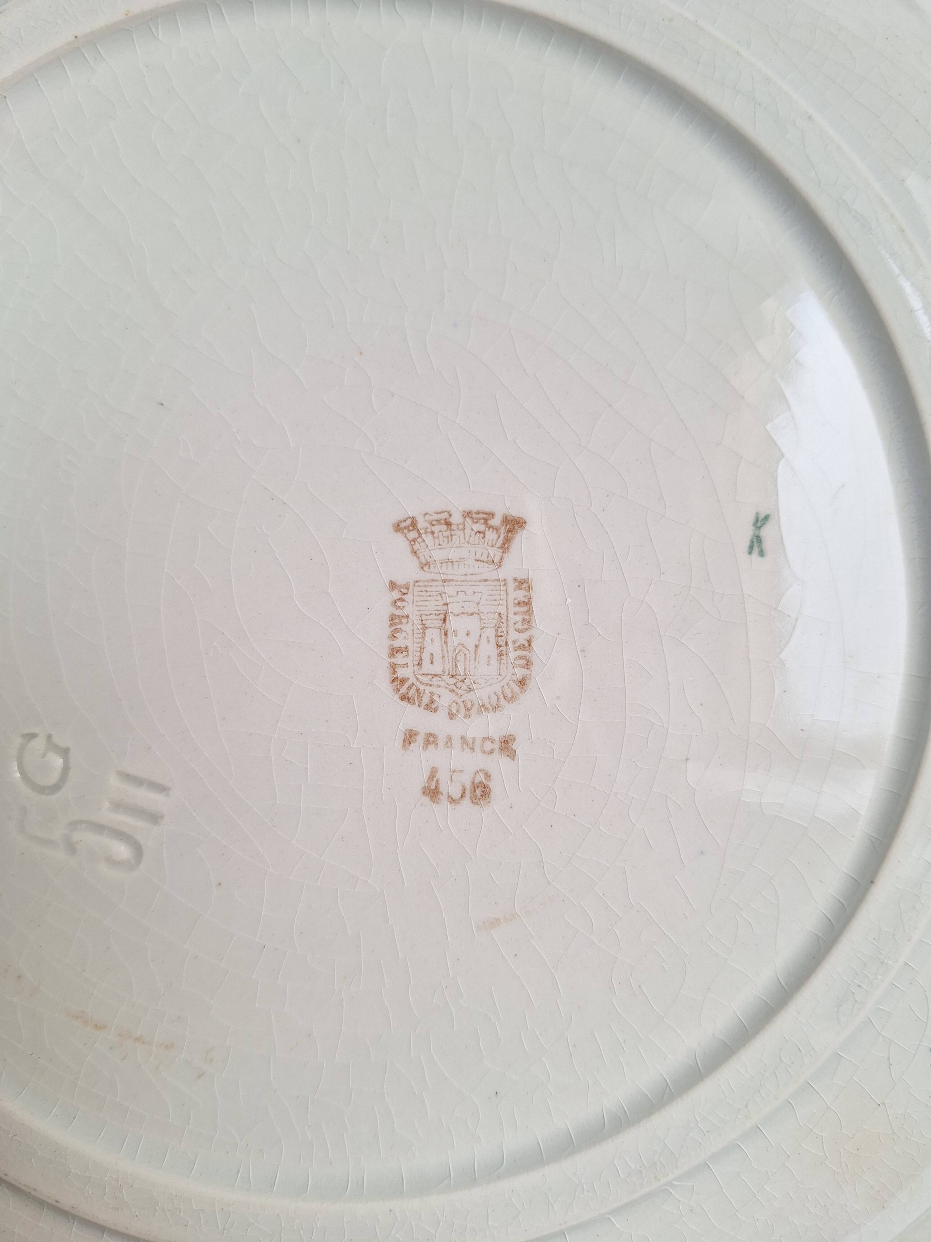 Plat creux Gien orange et noir modèle 456