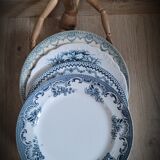Quartet of mismatched blue plates