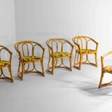 Funky set of five 60s bamboo chairs