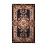 Deep blue Needlepoint Area Rug Traditional Handmade Wool Tapestry Rugs- 91x152cm