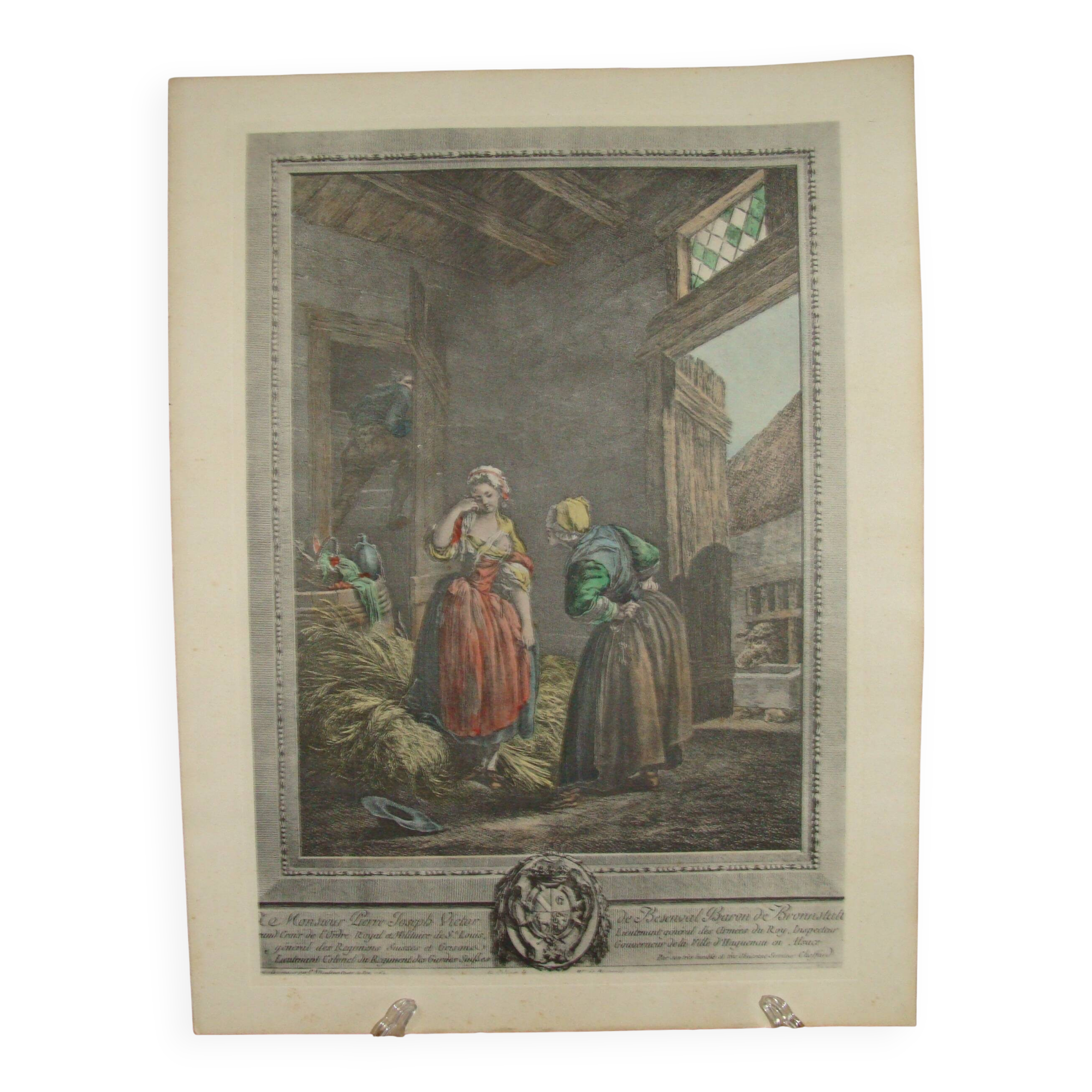 Engraving by Choffard "The Badly Guarded Girl"