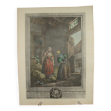 Engraving by Choffard "The Badly Guarded Girl"