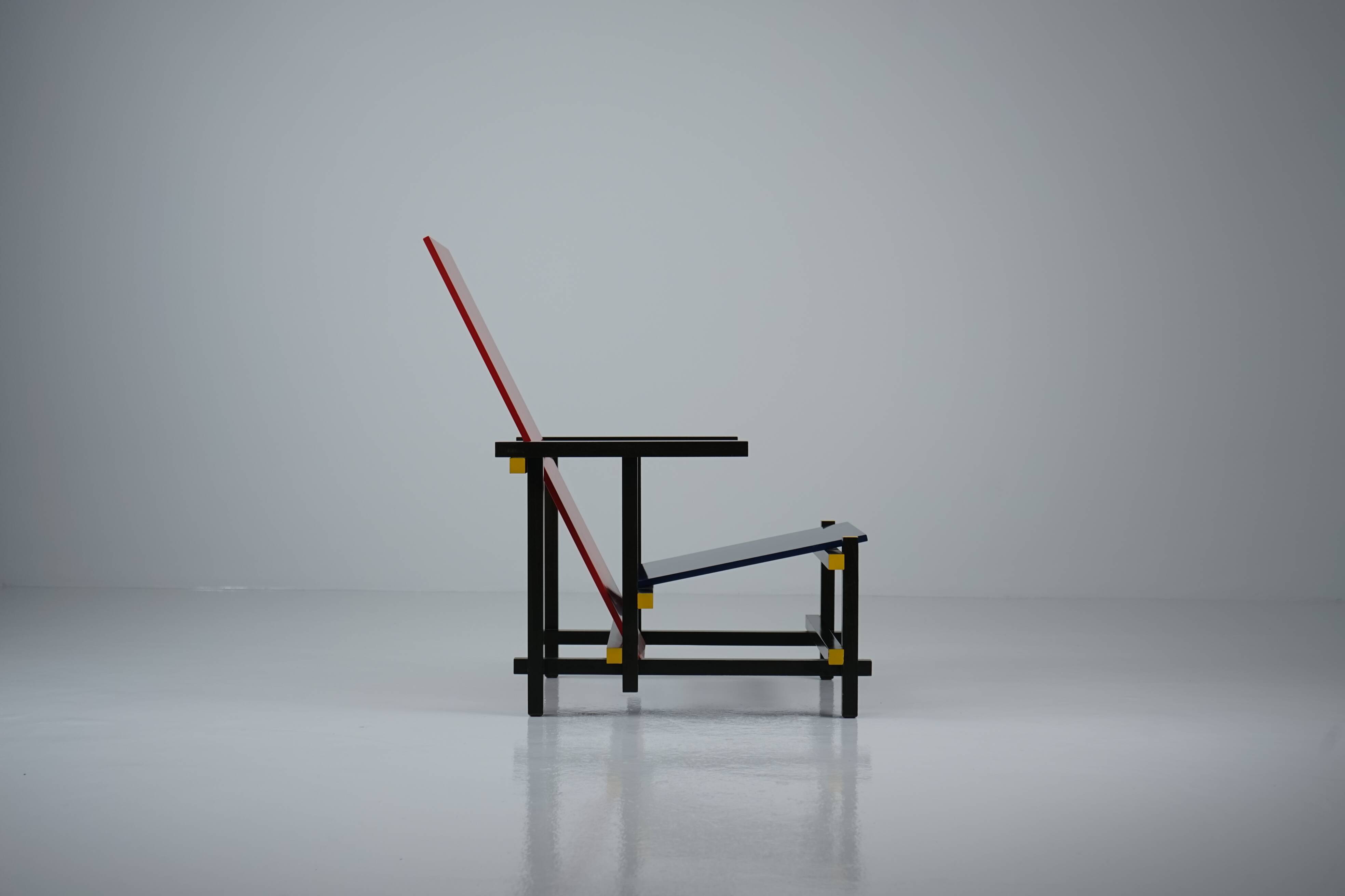 Red And Blue Arm Chair by Gerrit Rietveld for Cassina