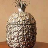 Mid-Century Modern Italian Silvered Pineapple Ice Bucket and Sugar Bowl, 1970s, Set of 2