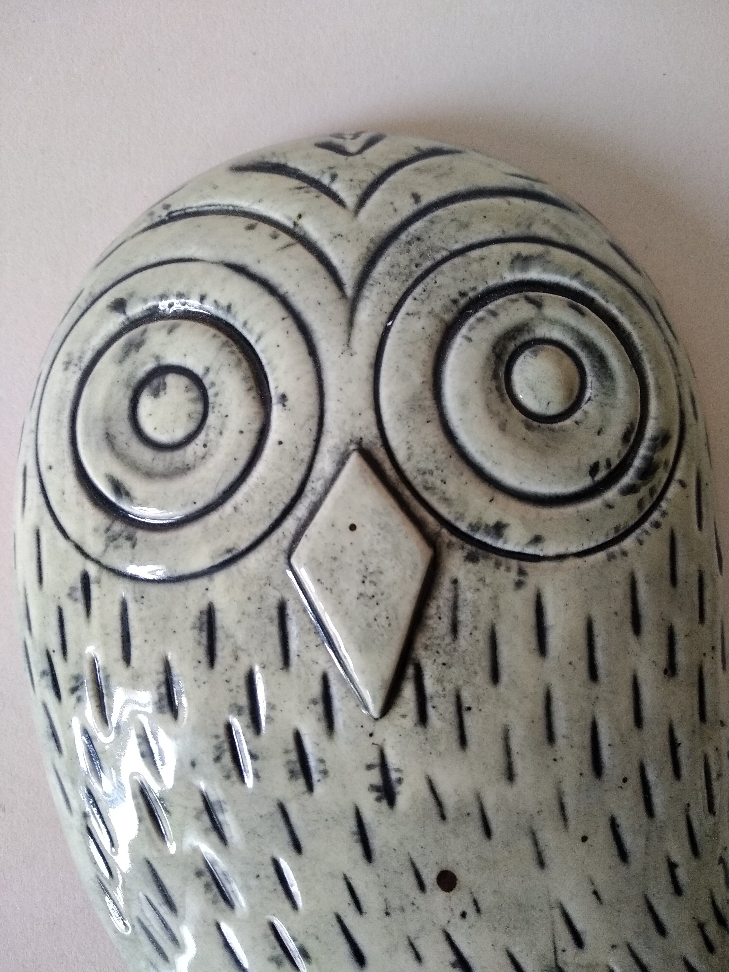 Owl in ceramic 60s signed Jean Varoqueaux