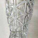 Vintage design vase in crystal. faceted patterns, braces. flared neck