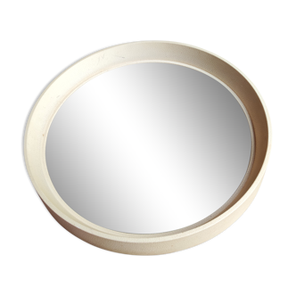 Miroir rond blanc vintage 70 Lange Spiegel Germany