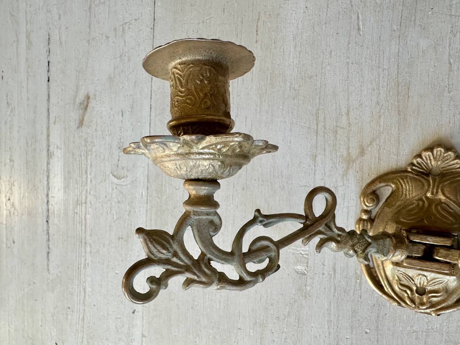 Pair of brass wall candle holders